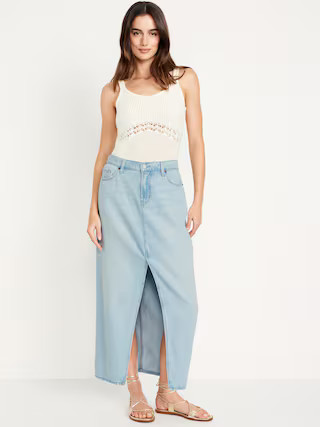 Mid-Rise Jean Maxi Skirt | Old Navy (US)