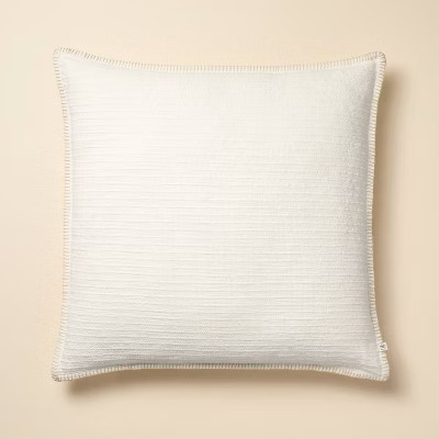 24"x24" Textured Pinstripe Square Throw Pillow Cream - Hearth & Hand™ with Magnolia | Target
