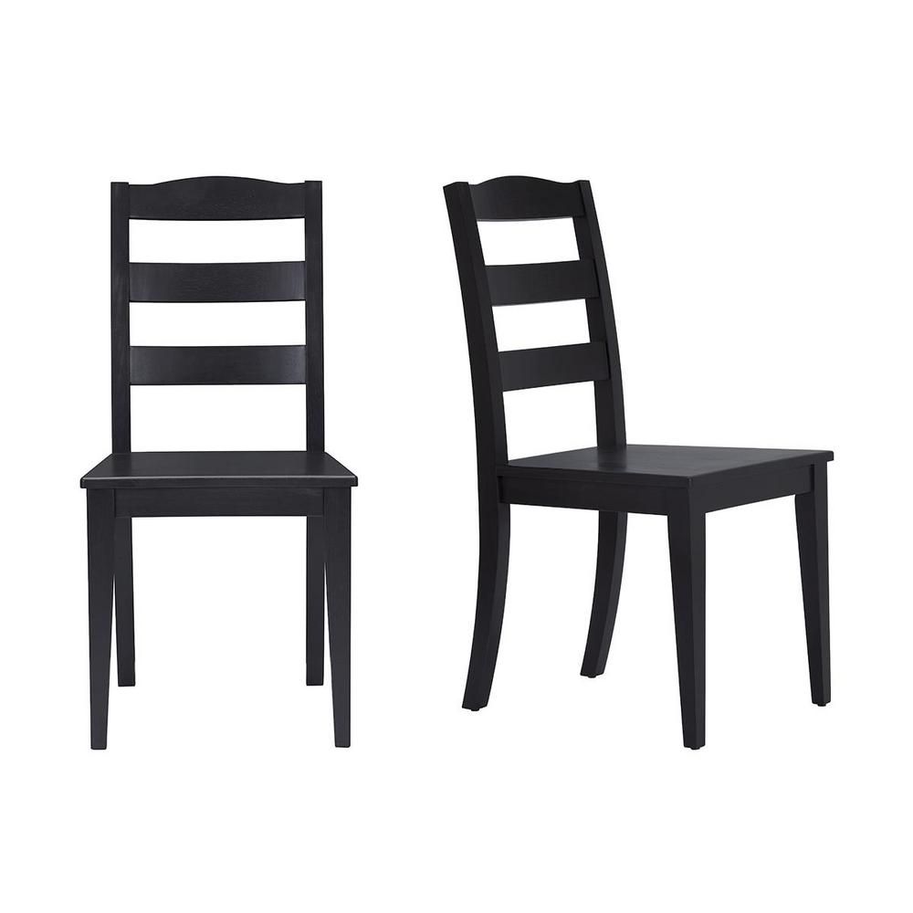 StyleWell Black Wood Dining Chair with Ladder Back (Set of 2) (17.72 in. W x 36.77 in. H) | The Home Depot