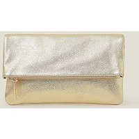 Accessorize Leather Metallic Clutch Gold - Accessorize - Size: ONE SIZE | JD Williams (UK)
