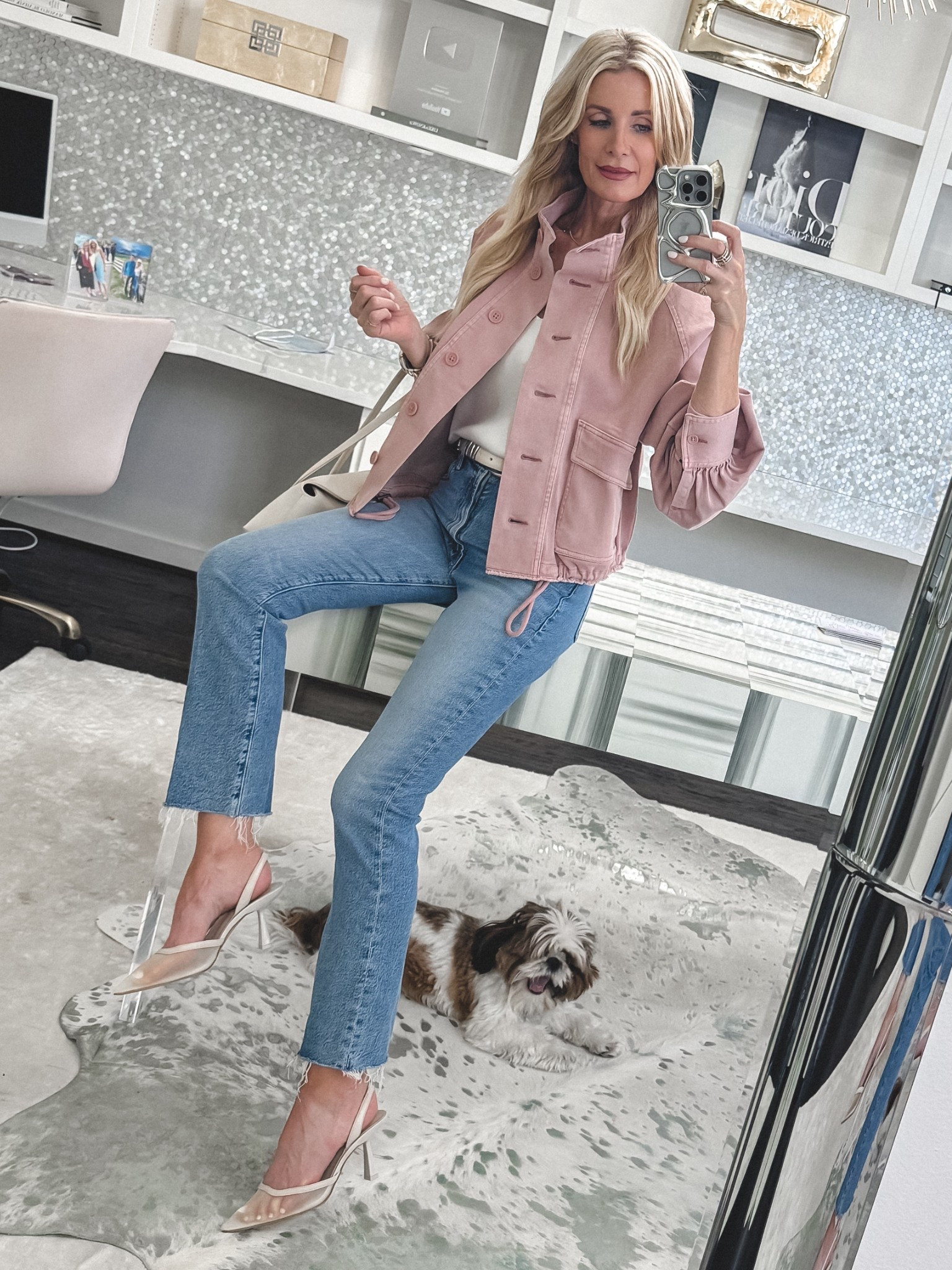 Easy summer style, but make it chic 💗

This pink utility jacket is the perfect lightweight layer for cooler mornings and nights, and paired with these high-waisted Mother jeans… it’s such a flattering combo. The ankle length is just right for showing off your favorite heels (always a yes from me).

Speaking of—these heels are hands-down my most worn pair every spring and summer. They’re under $100, but truly look so much more expensive. So good.

Fit details: wearing an XS in the jacket and 24 in the jeans—both run true to size.


#LTKgrwm #LTKootd #LTKOver40