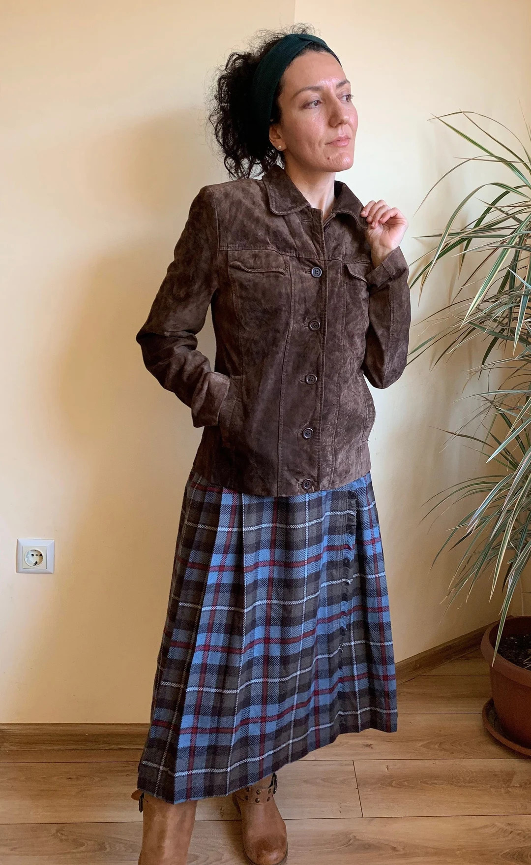 Brown Suede Jacket for Women Size M L , Vintage Suede Trucker Jacket, Distressed Suede Leather Co... | Etsy (US)