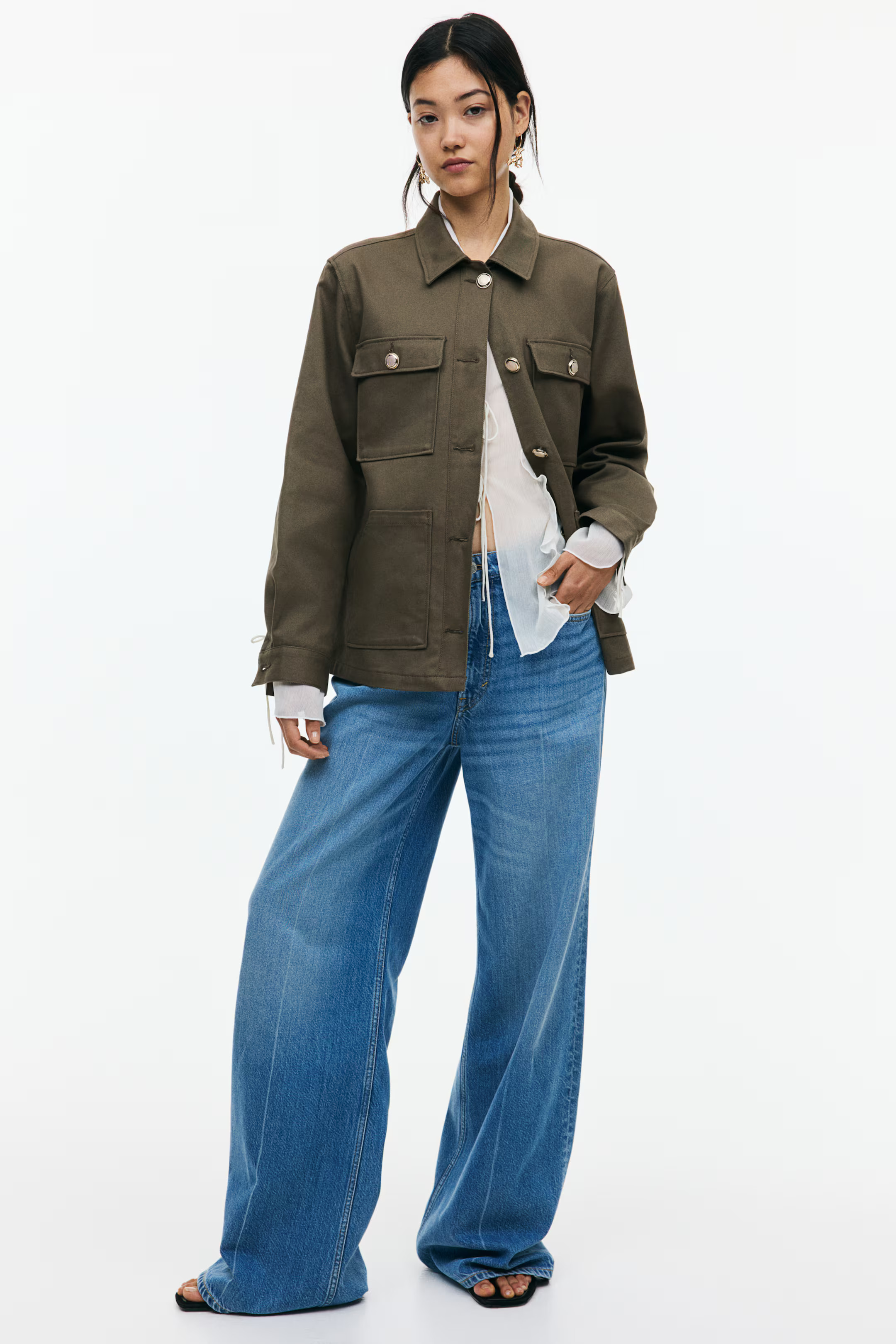 Cotton Utility Jacket - Khaki green - Ladies | H&M US | H&M (US + CA)