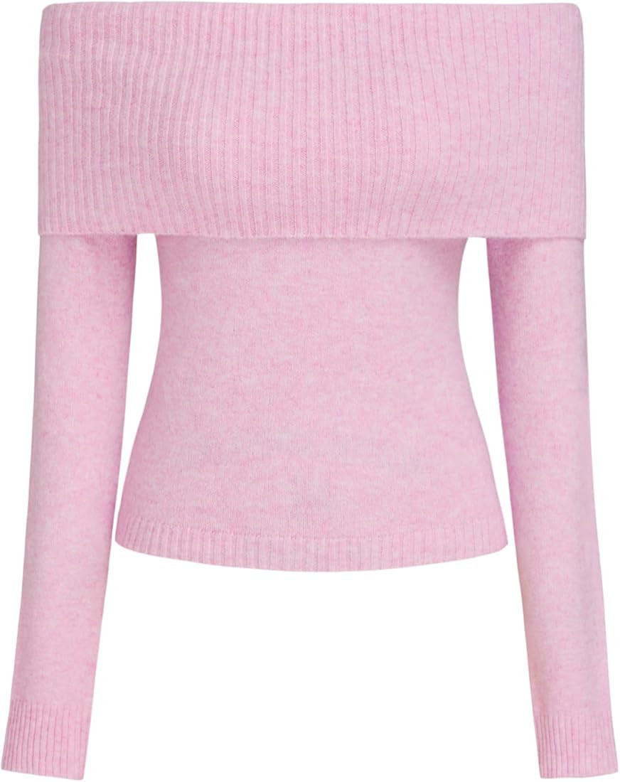 CIDER Women’s Off Shoulder Knitted Long Sleeve Tops Fall Pullover Sweater | Amazon (US)