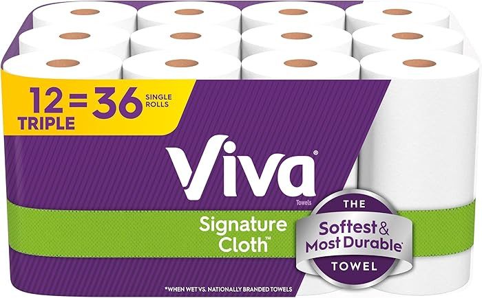 Viva Signature Cloth Paper Towels, 12 Triple Rolls, 129 Sheets per Roll | Amazon (US)