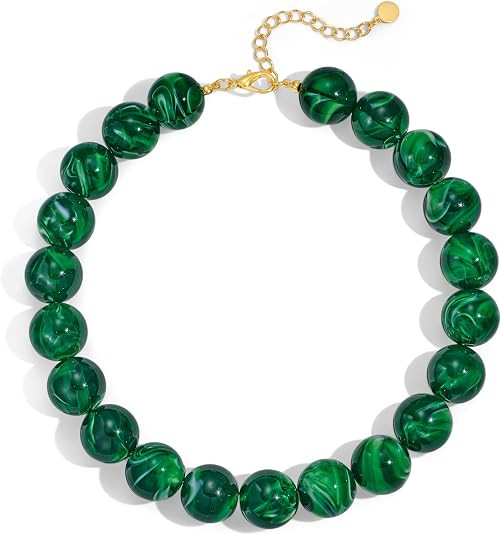 Chunky Beaded Necklace for Women 20MM Oversized Resin Bead Statement Necklaces Trendy Boho Summer... | Amazon (US)