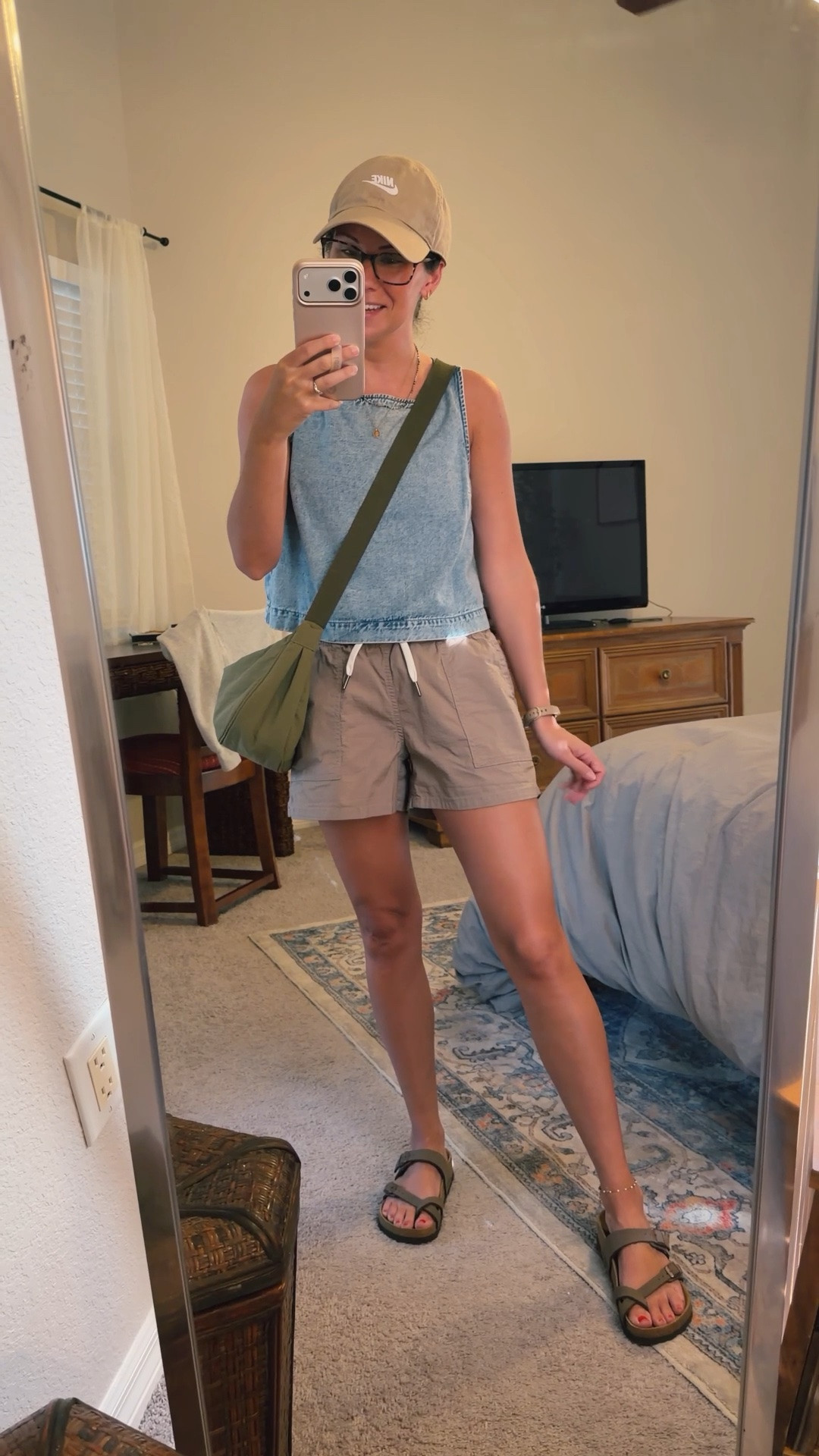 small petite in my denim tank (last year’s version—they brought it back this year in a darker wash and the same wash with a more square neck, linked both and some similar options.) my shorts are size xs. My sandals are size 36. 

My beaded necklace and my green crossbody are both older so I linked similar ones.

#LTKootd #LTKPetite #LTKSeasonal
