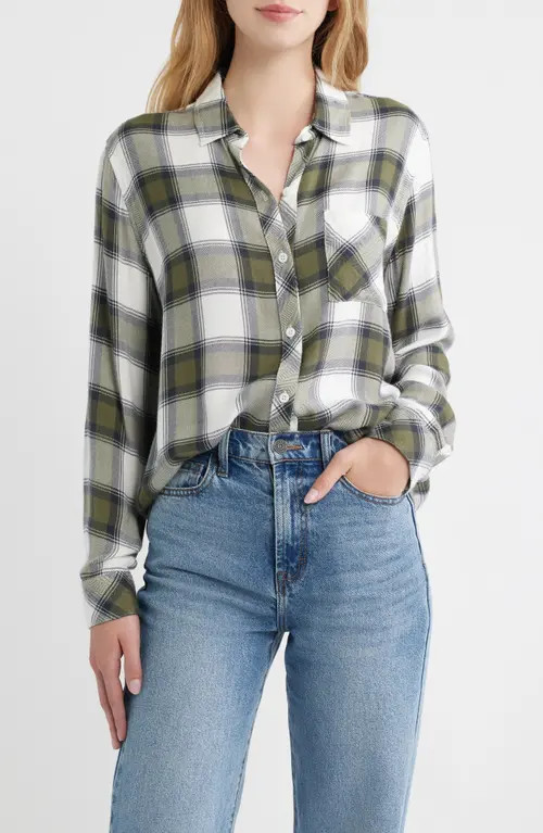 Rails Hunter Plaid Button-Up Shirt in Olive Ivory at Nordstrom, Size X-Large | Nordstrom