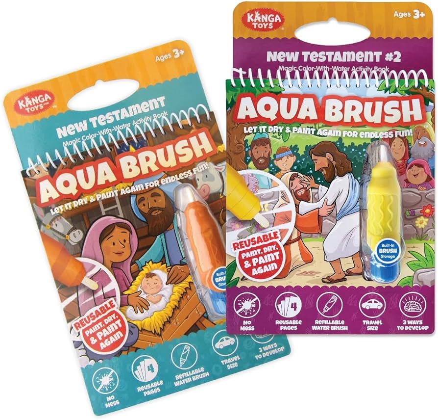 KangaToys Aqua Brush 2 Pack of The New Testament Color with Water Activity Book, Bible School, Pr... | Amazon (US)