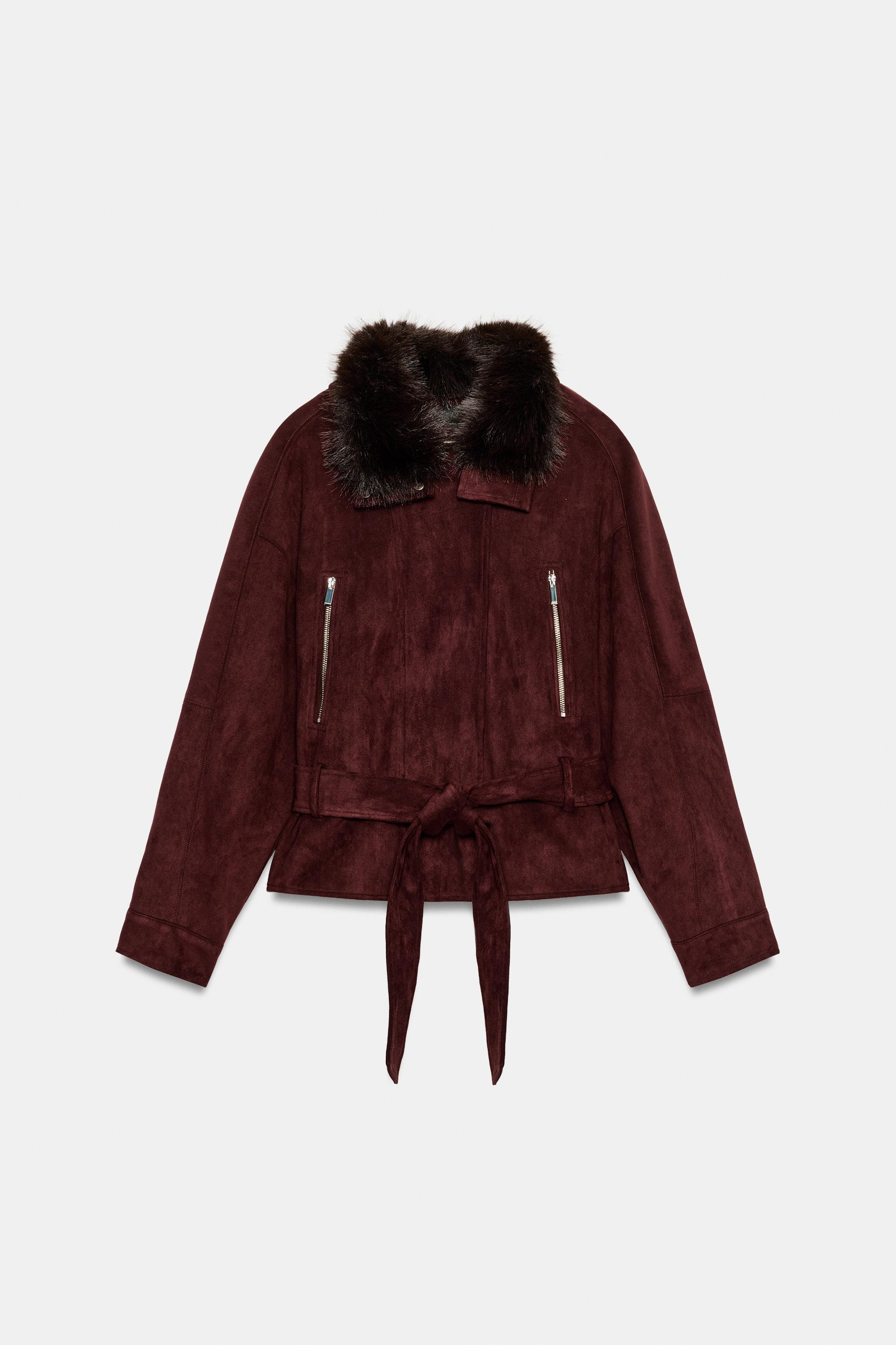 Zara - Suede Leather Bomber Jacket With Pockets - Women - Brown Marl - Women | Zara US