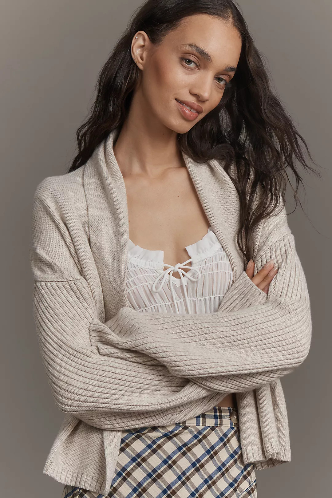 Flat White Mariel Cashmere-Blend Cardigan Sweater | Anthropologie (US)