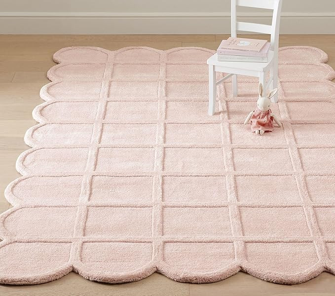 Selena Scallop Area Rug – 3' x 5' – Handmade Wool Area Rugs – Pink – Rugs for Living Room... | Amazon (US)