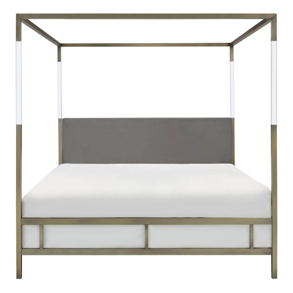 King Dorothy Acrylic Canopy Bed Gold/Gray - Safavieh | Target