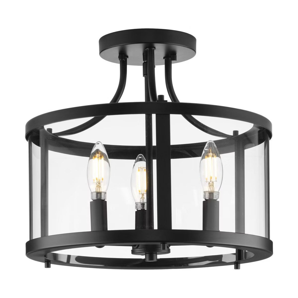 Progress Lighting Gilliam 3-Light Semi-Flush Mount, Matte Black, Clear Glass | Target