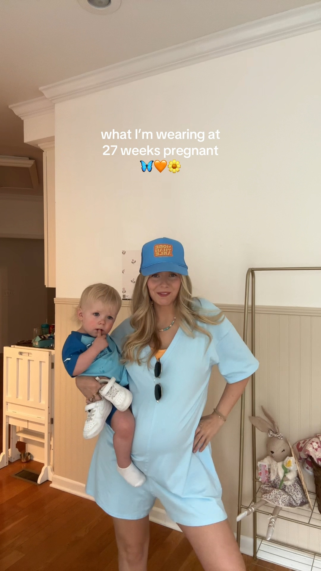 Bump friendly outfit • light blue tshirt romper • wearing size small 

#LTKBaby #LTKBump #LTKKids