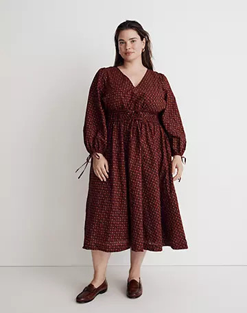 Plus Sophia Tie-Front Midi Dress in Teaberry Floral | Madewell