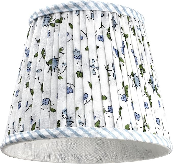 Ridhi Block Print Powder Blue Lamp Shade 4" Top x 5" Bottom x 6" Slant Handmade Pleated Cotton La... | Amazon (US)