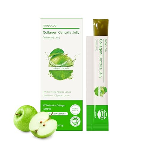 FOODOLOGY Collagen Centella Jelly (10 Days) – 300Da Ultra Low Molecular Collagen, Centella Asiatica, PDRN, Vitamin A & E. Coconut Jelly for Hydration & Skin Support. Green Apple Flavor. | Amazon (US)