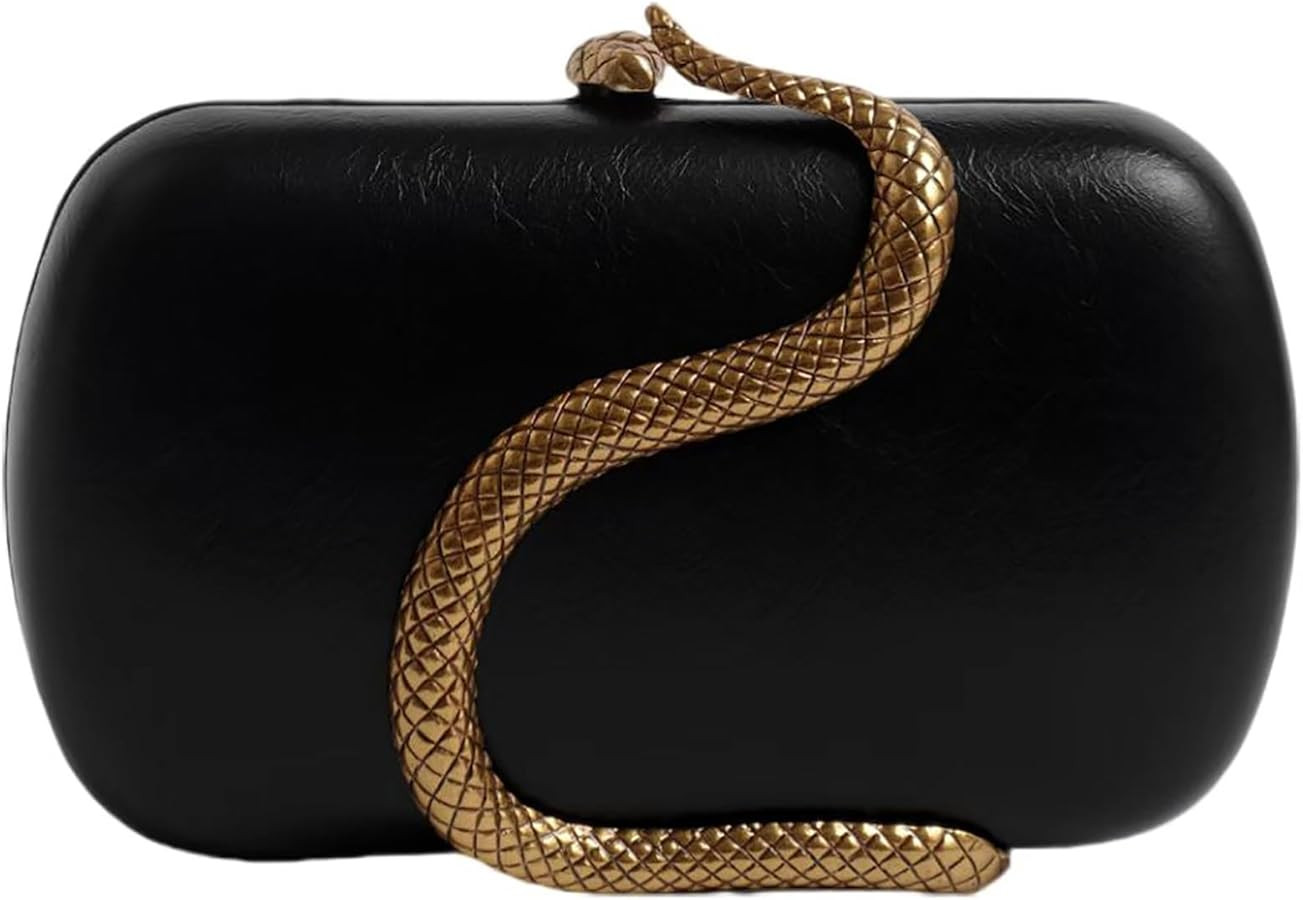 Women PU Trendy Novelty Snake Chain Crossbody Shoulder Bag Handbag Wedding Evening Bag Formal Clu... | Amazon (US)
