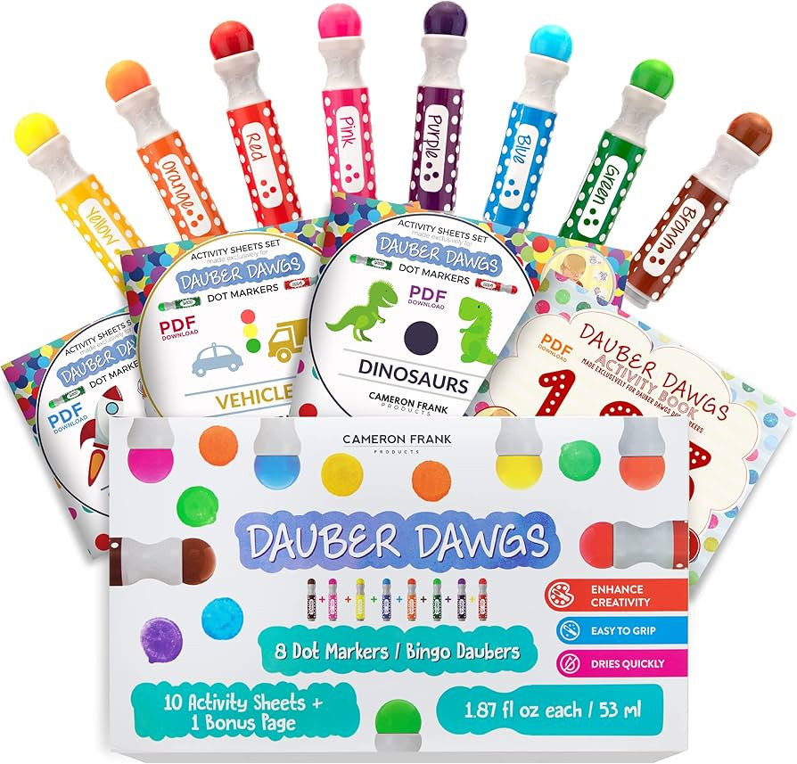 8-pack Washable Dot Markers / Bingo Daubers Dabbers Dauber Dawgs Kids / Toddlers / Preschool / Ch... | Amazon (US)