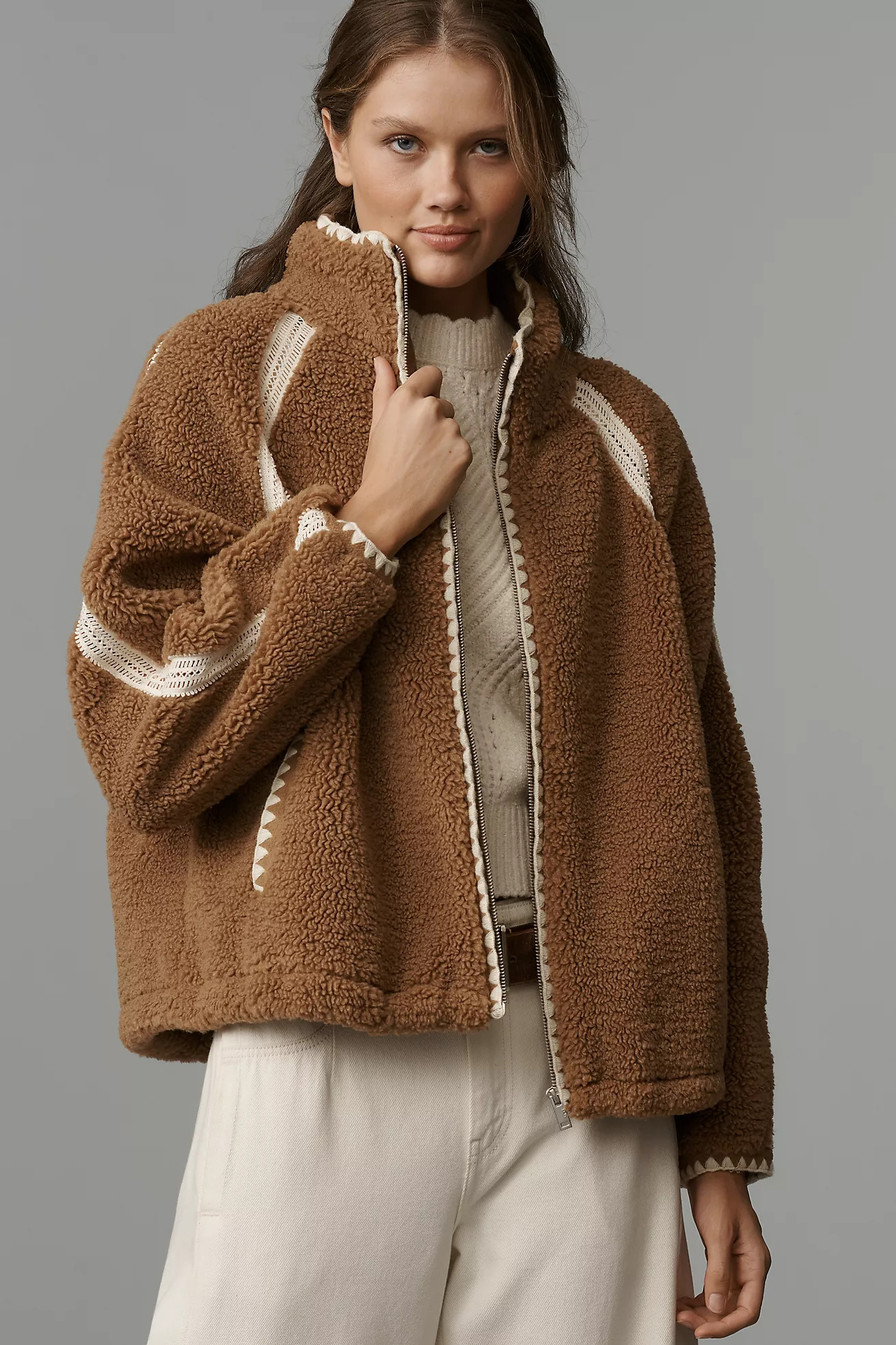 UGG® Nikia UGGfluff Crochet Fleece Jacket | Anthropologie (US)