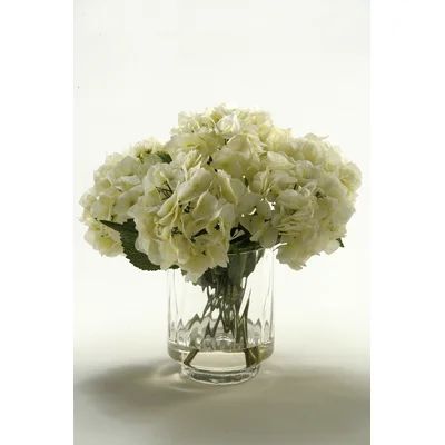 D & W Silks Hydrangeas in Glass Vase | Wayfair North America