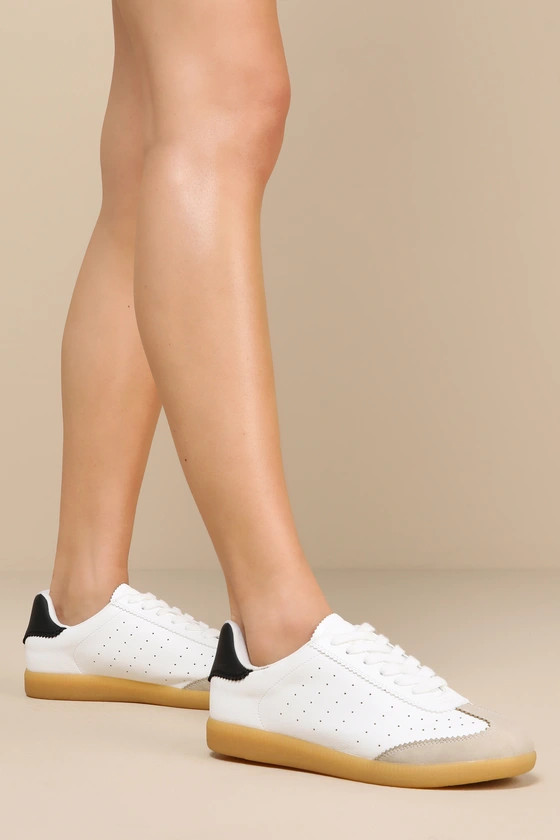 Riona White Color Block Lace-Up Sneakers | Lulus