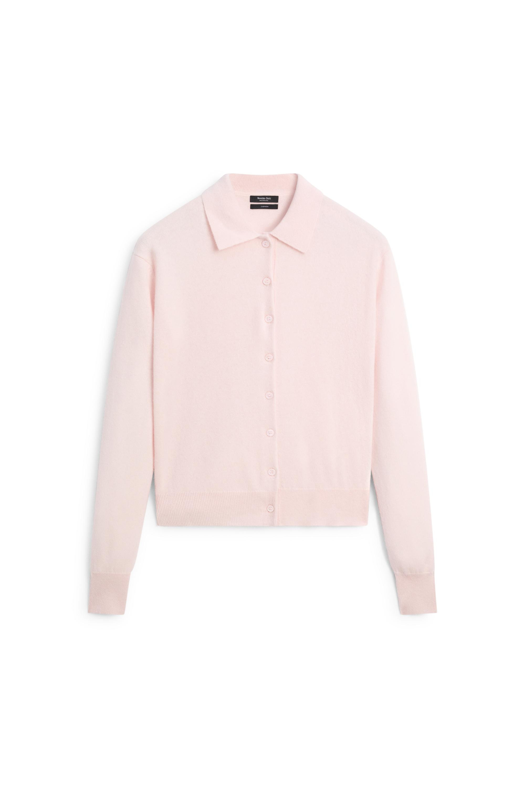 100% cashmere knit polo collar cardigan | Massimo Dutti UK