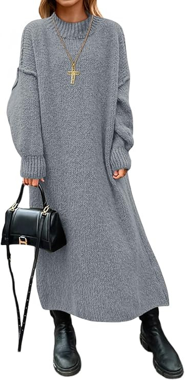 Saodimallsu Womens Oversized Sweater Dress Mock Neck Long Sleeve Casual Warm Chunky Knit Fall Win... | Amazon (US)