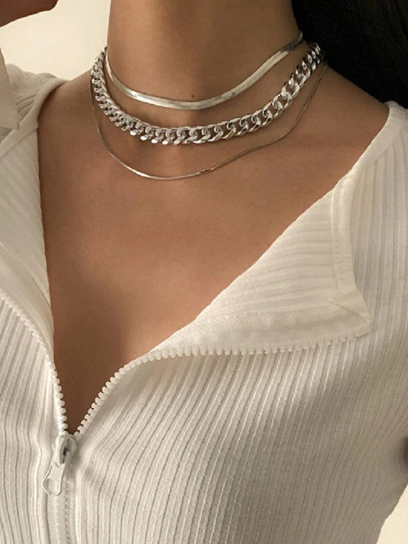 3pcs/set Simple Punk Style Thick Chain Necklaces For Women | SHEIN USA | SHEIN