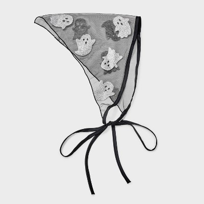 Halloween Shimmer Ghost Decal Head Scarf - Black/White | Target