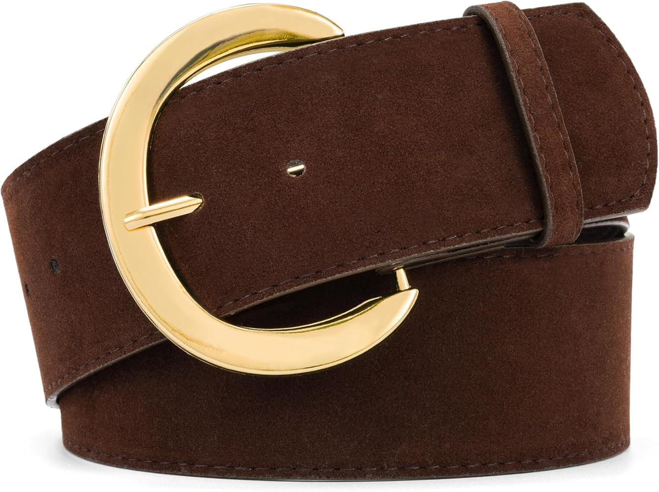 Women Wide Chunky Belt for Dresses, Fashion Suede Belt with Gold Buckle | Amazon (US)