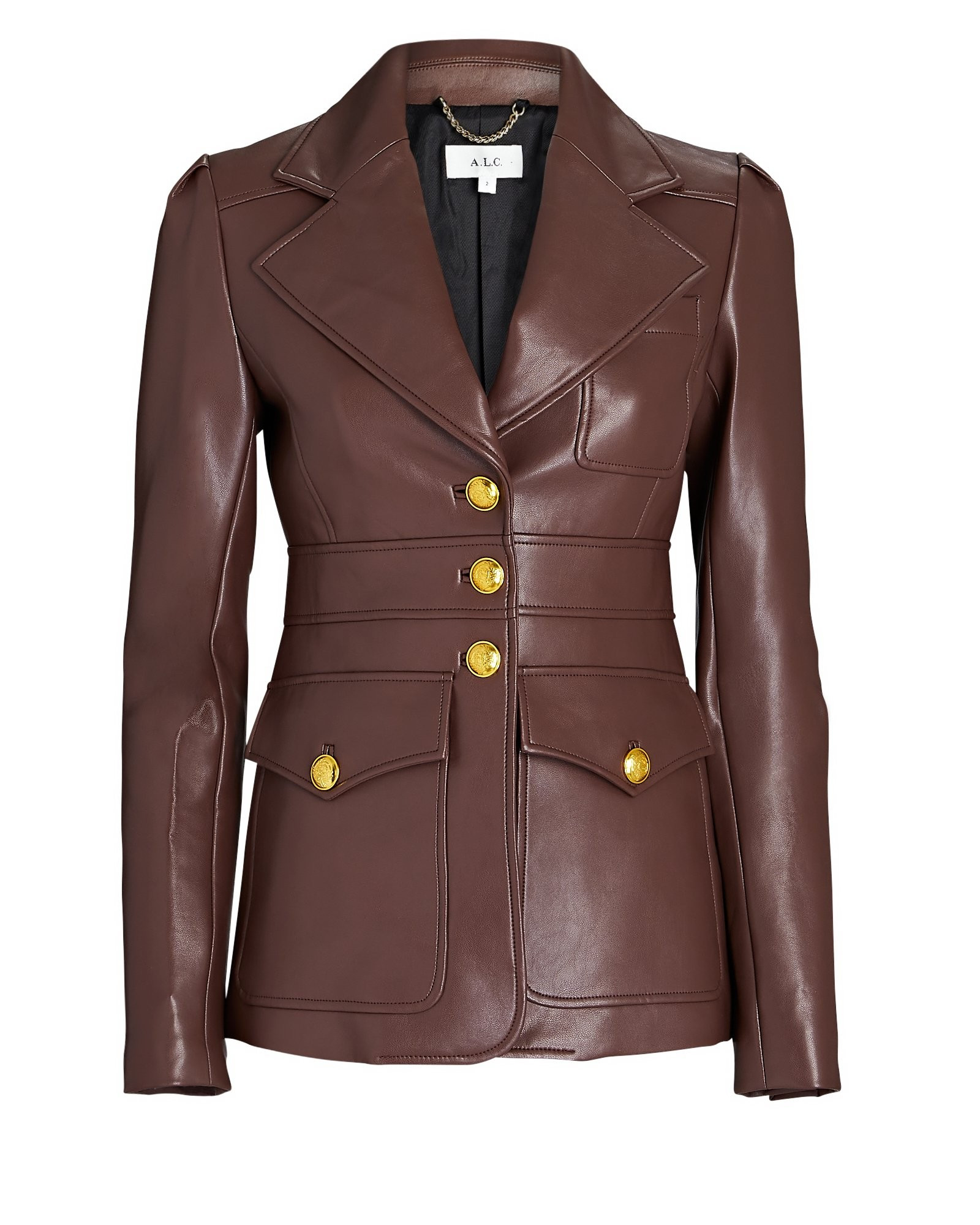 A.L.C. Amelia Vegan Leather Blazer, Brown 4 | INTERMIX
