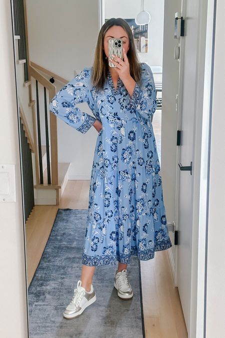 This blue floral midi dress is perfect for EASTER! I styled it here with metallic sneakers, but you can easily dress it up for church or brunch. It runs TTS - I’m wearing a Medium.

These fun sneakers are $99, but you can use my code JSTURDY20 to save 20%! True to size and very comfy.

#LTKSeasonal #LTKshoecrush #LTKfindsunder100