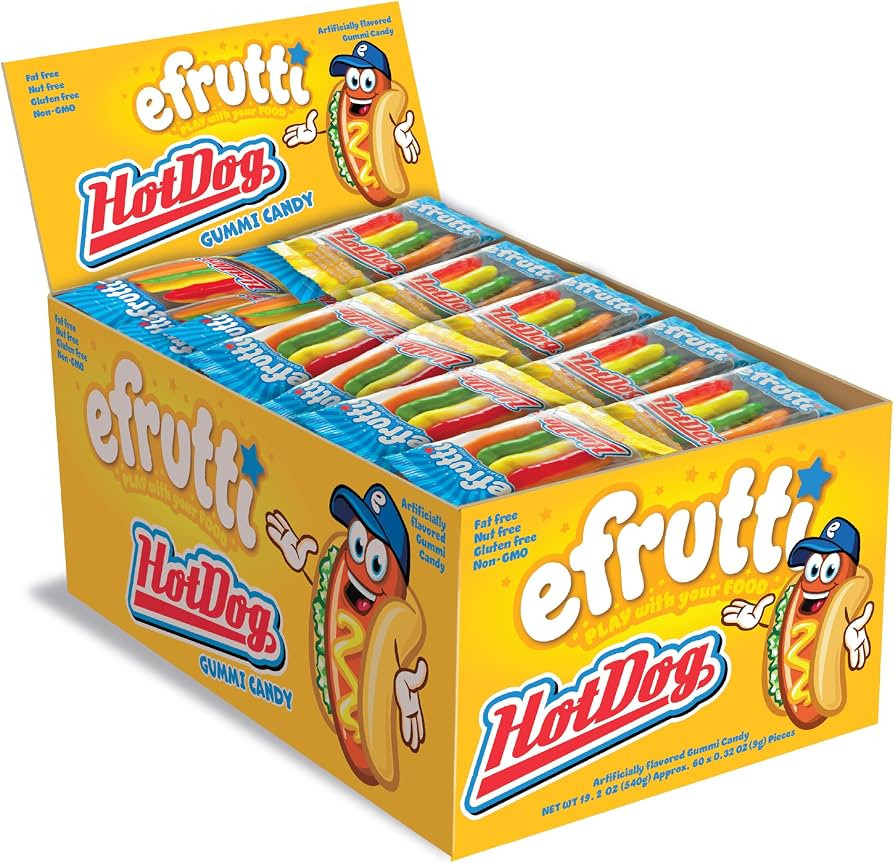 efrutti Mini Hotdogs, Fruity Gummy Candy, Individually Wrapped, 60 Count | Amazon (US)