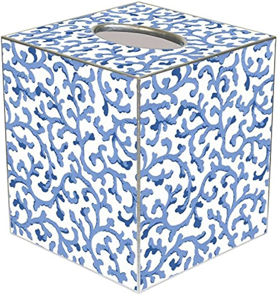 Blue Waverly Scroll Paper Mache Tissue Box Cover | Amazon (US)