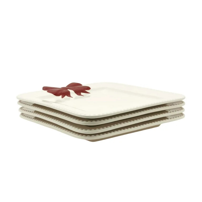 Holiday Time Ceramic 4 Pack Bow Appetizer Plates | Walmart (US)
