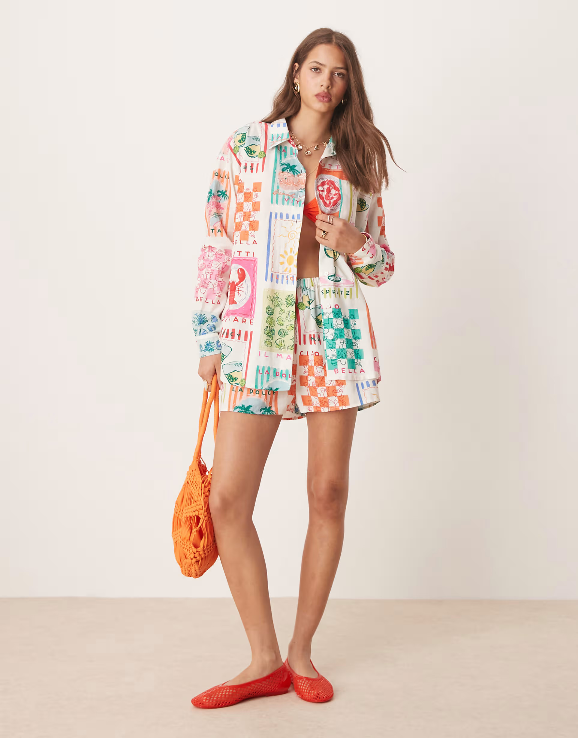 Miss Selfridge oversized shirt  co-ord in resort print | ASOS (Global)