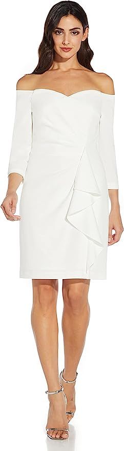 Adrianna Papell Women's Off Shoulder Crepe Dress | Amazon (US)