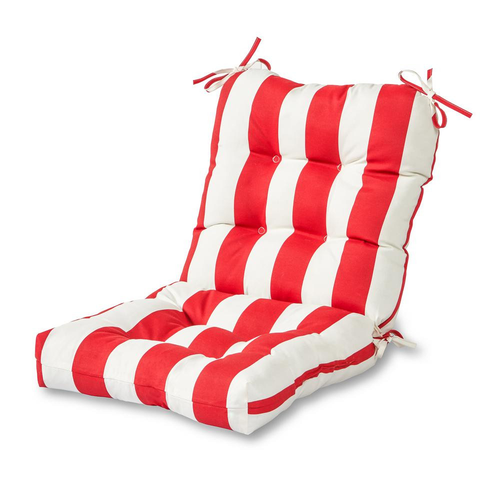 Cabana Stripe Red Outdoor Dining Chair Cushion | The Home Depot