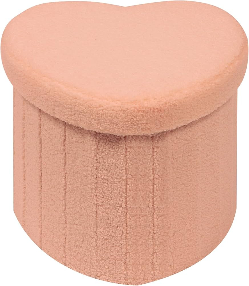 B FSOBEIIALEO Storage Ottoman Cube, Heart Shaped Ottomans with Storage Foot Stool Footrest for Lv... | Amazon (US)