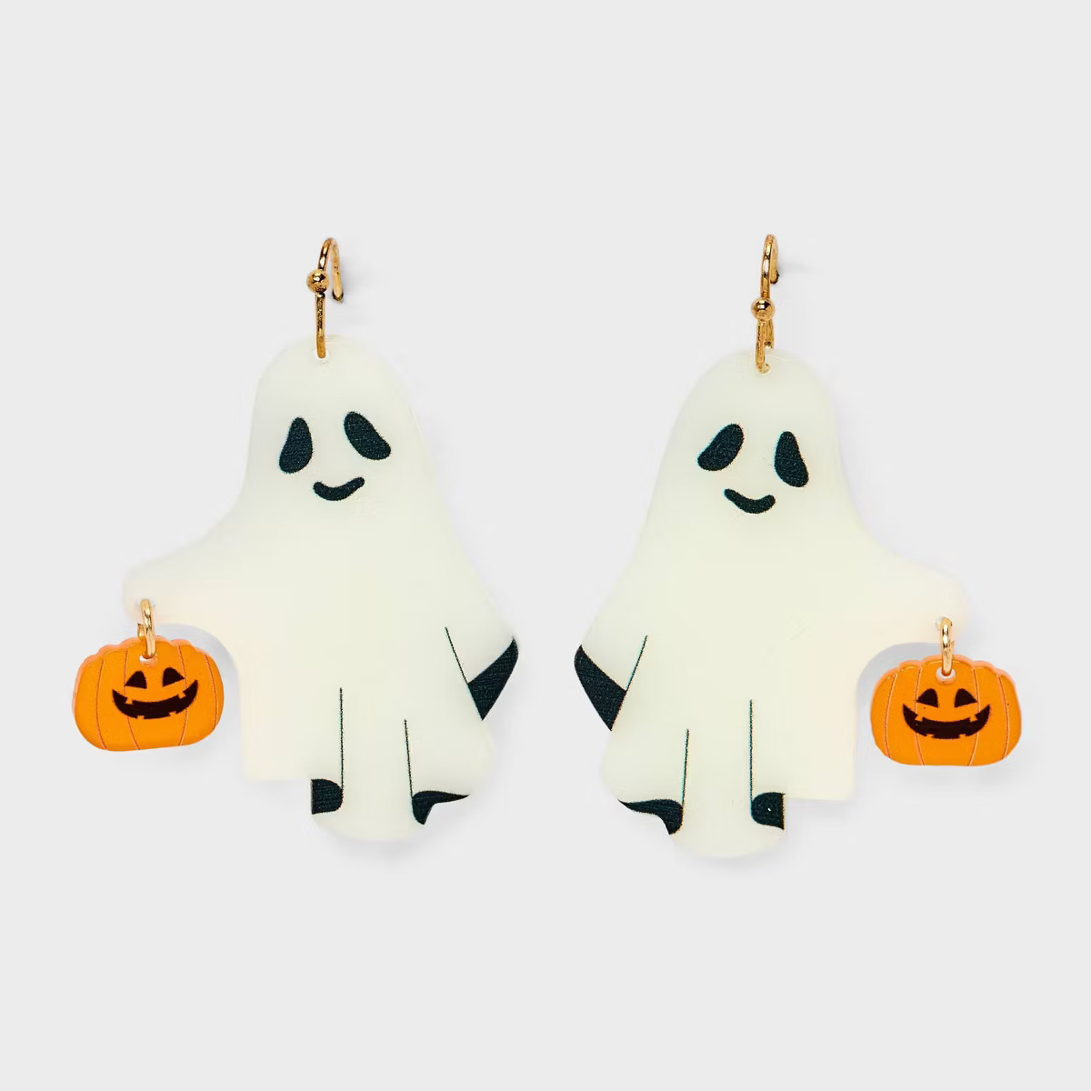 Halloween Ghost with Carved Pumpkin Drop Earrings - White/Orange | Target