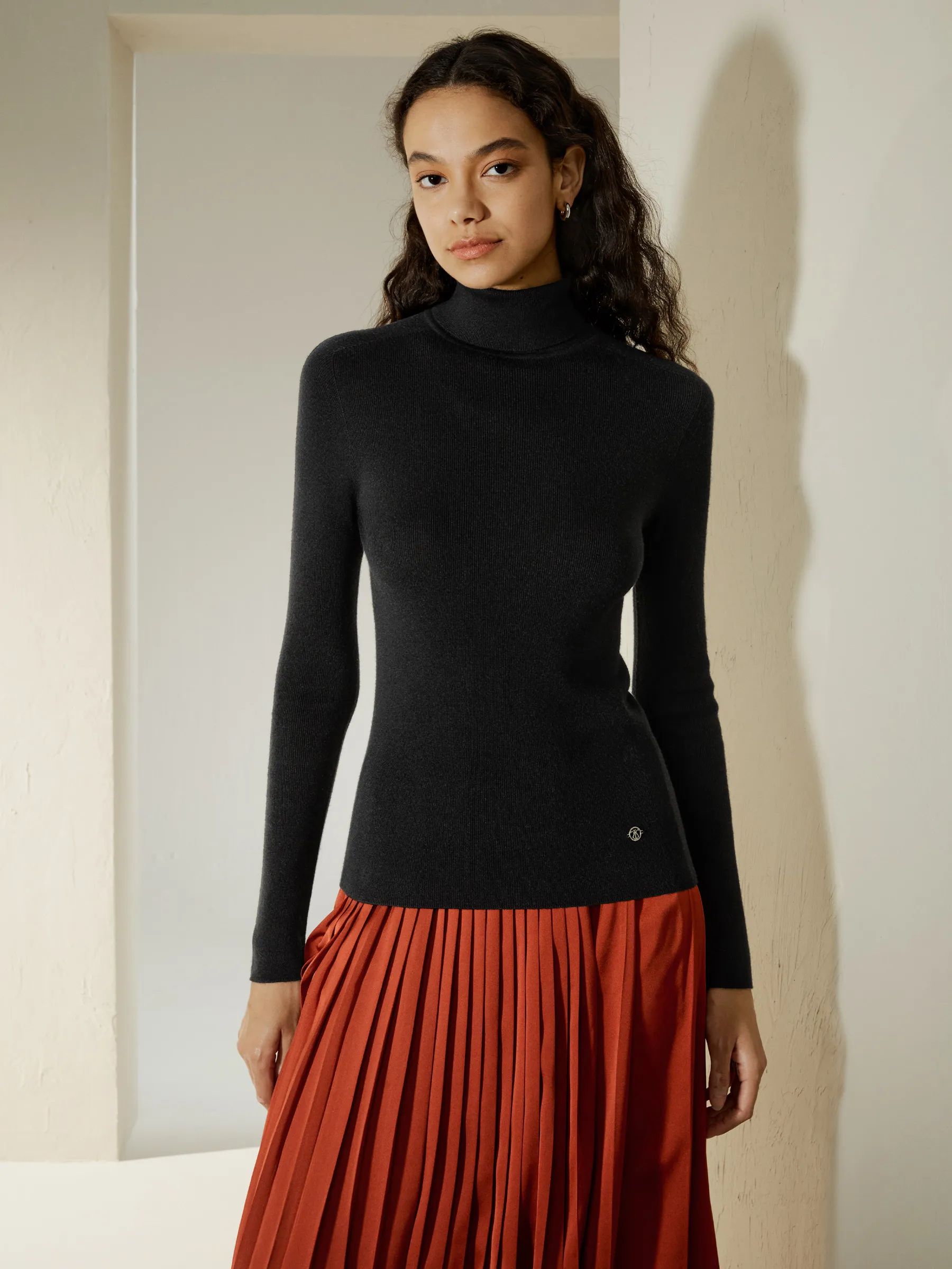 Seamless Silk-Cashmere Blend Turtleneck Sweater | LilySilk