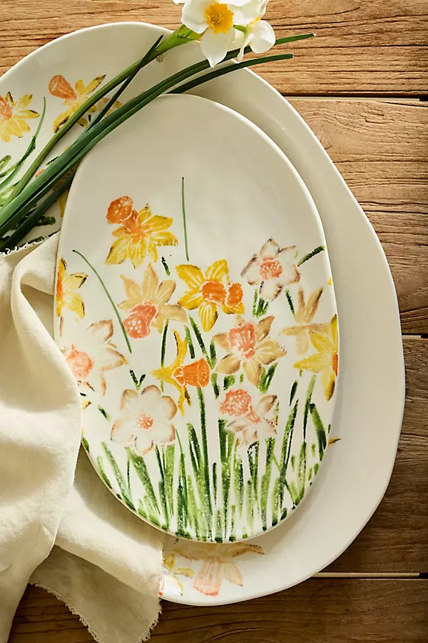 Daffodil Stoneware Serving Platter, Small | Anthropologie (US)