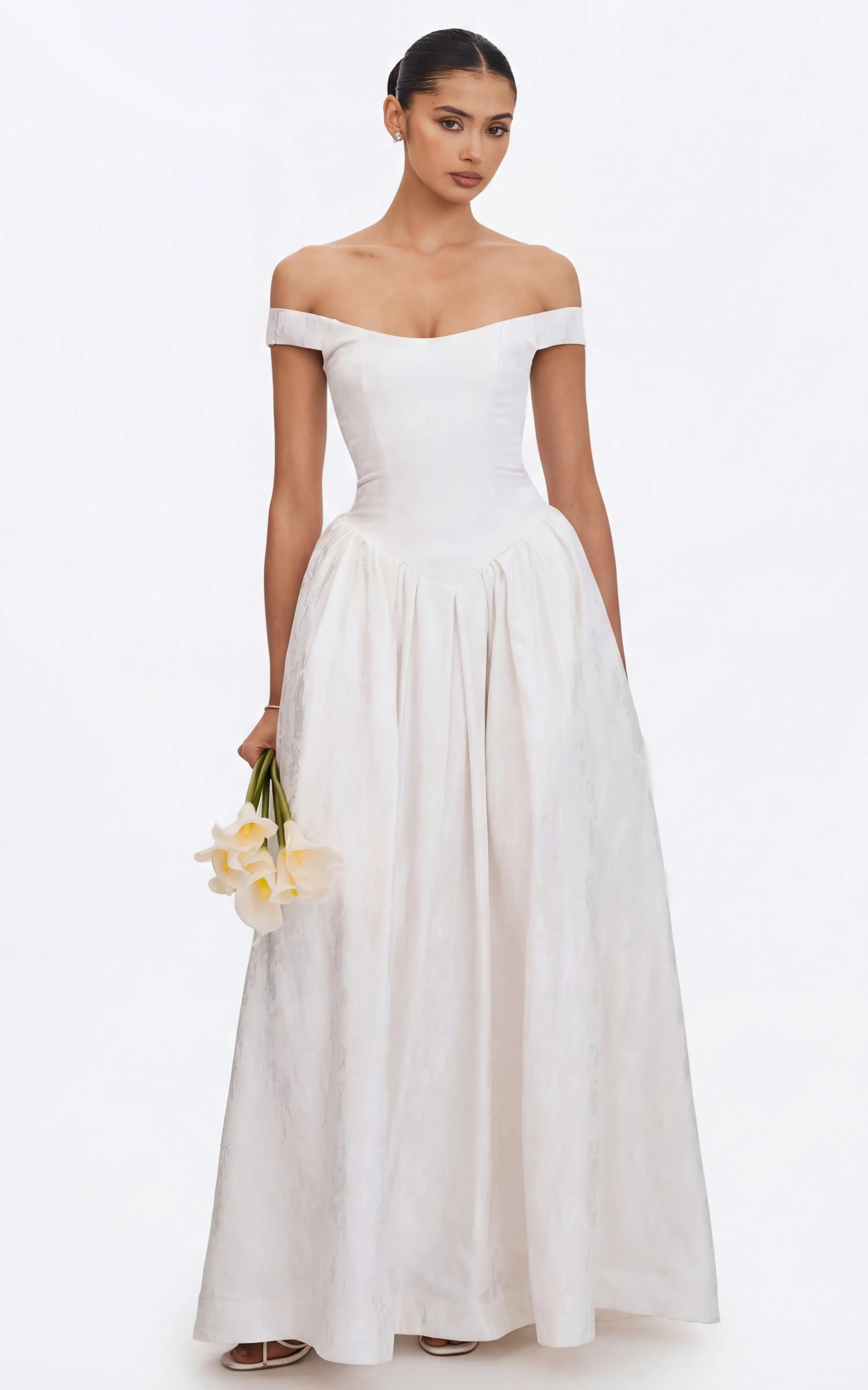 Miss Circle Tinsley Jacquard Bardot Wedding Gown (Women) | Nordstrom | Nordstrom
