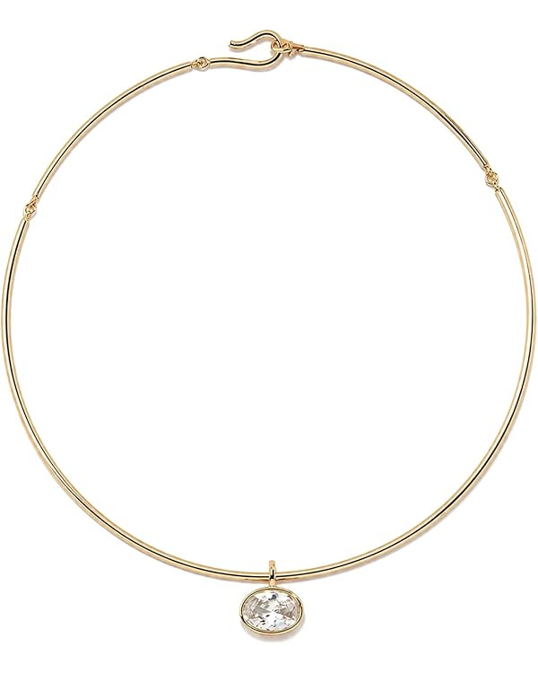 Gold Oval Bezel Collar Charm Necklace | Choker Pendant Necklace | Amazon (US)