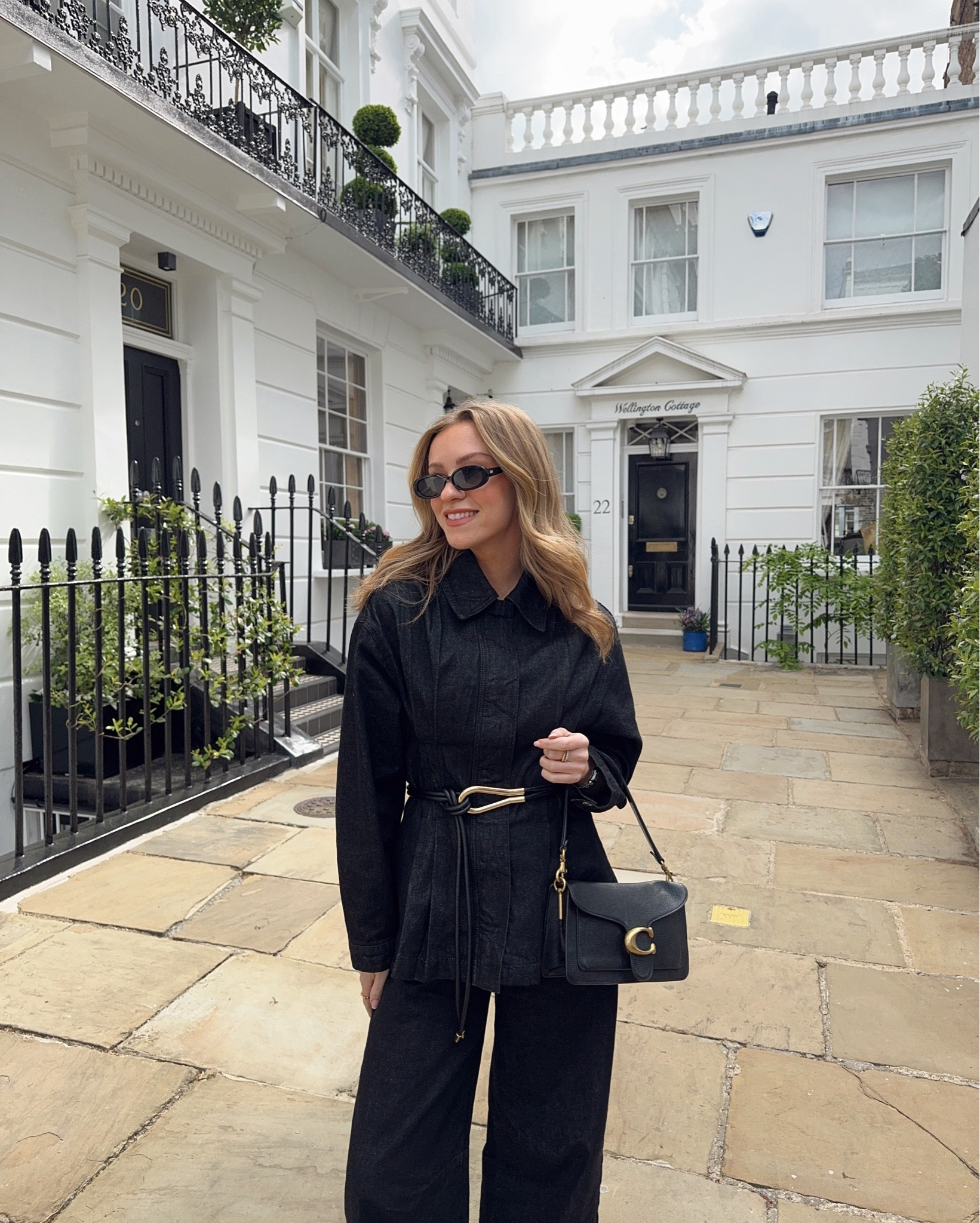Denim jacket - XS
Barrel leg jeans - 8 
Rope belt, coach tabby 26 bag, le specs sunglasses, mesh ballet flats

Spring outfit, London street style, 

#LTKuk #LTKbag #LTKspring