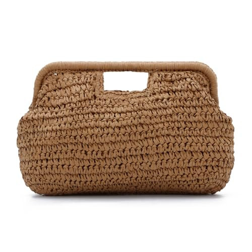 EVEOUT Straw Clutch for Women Summer Boho Raffia Beach Purse Bag Holiday Woven Tote Handbag for Work Wedding Party | Amazon (UK)