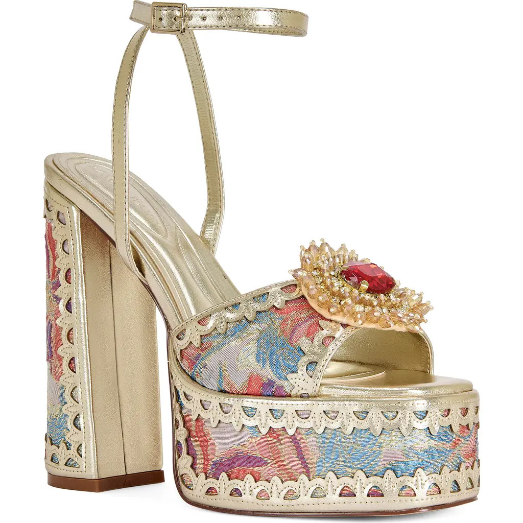 AZALEA WANG Wenda Platform Ankle Strap Sandal in Pink Multi at Nordstrom, Size 9 | Nordstrom