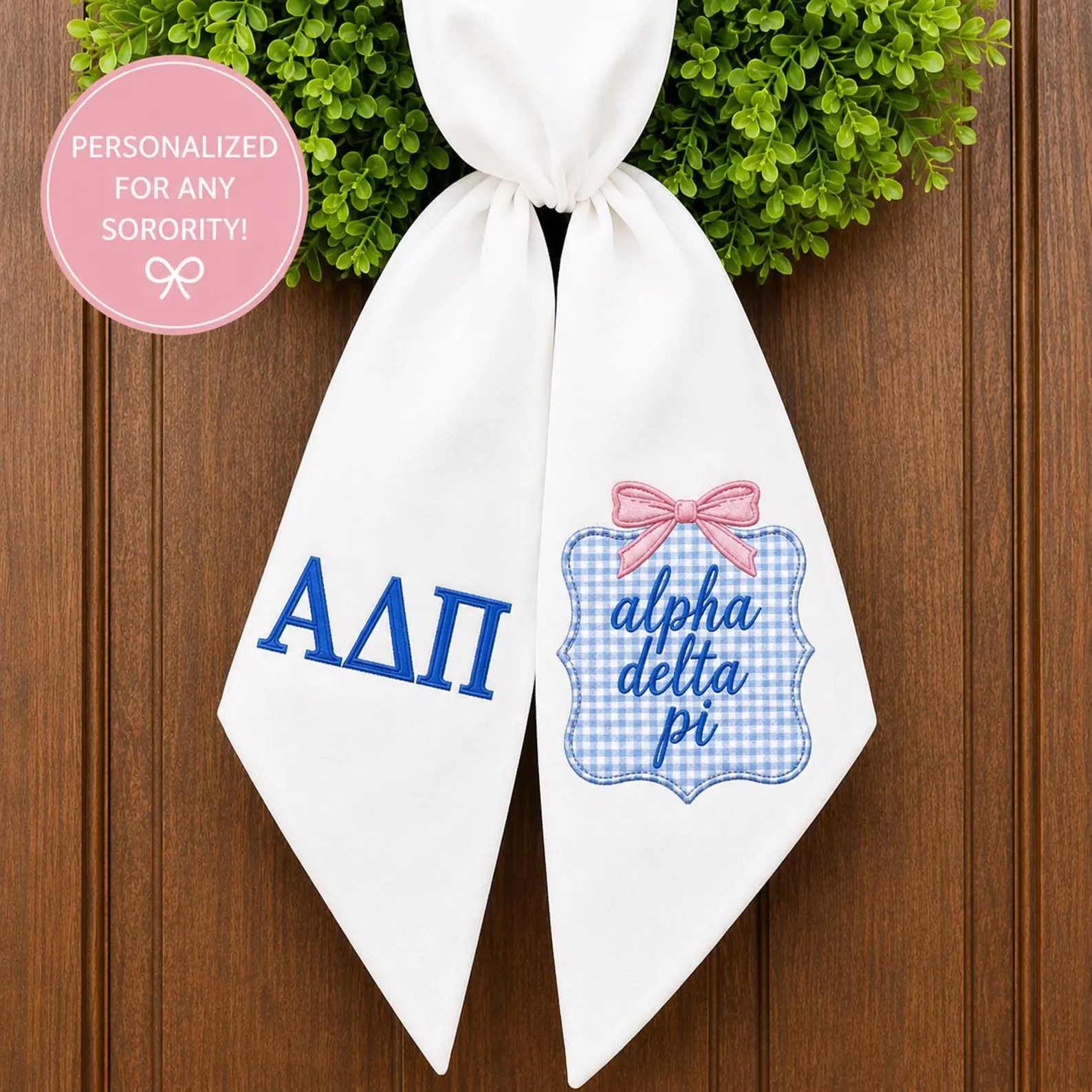 Personalized Sorority Wreath Sash | Custom Greek Letters, Bid Day Gift | Etsy (Global)